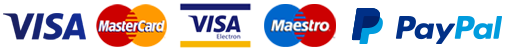Cards Visa, Mastercard, PayPal