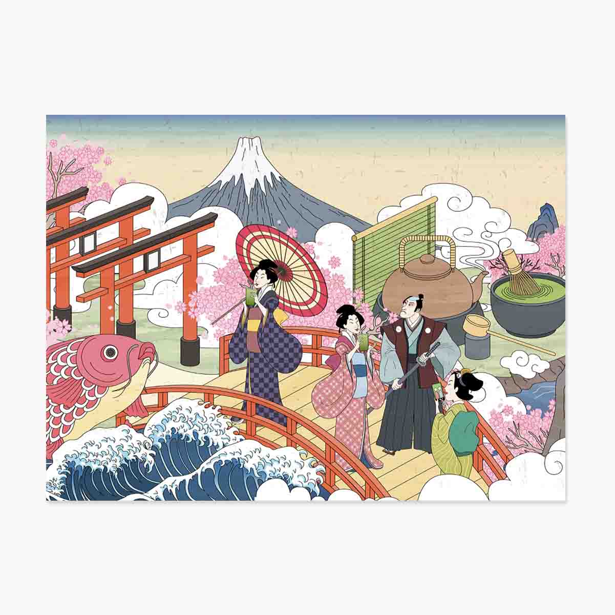Japán retro illusztrált poszter