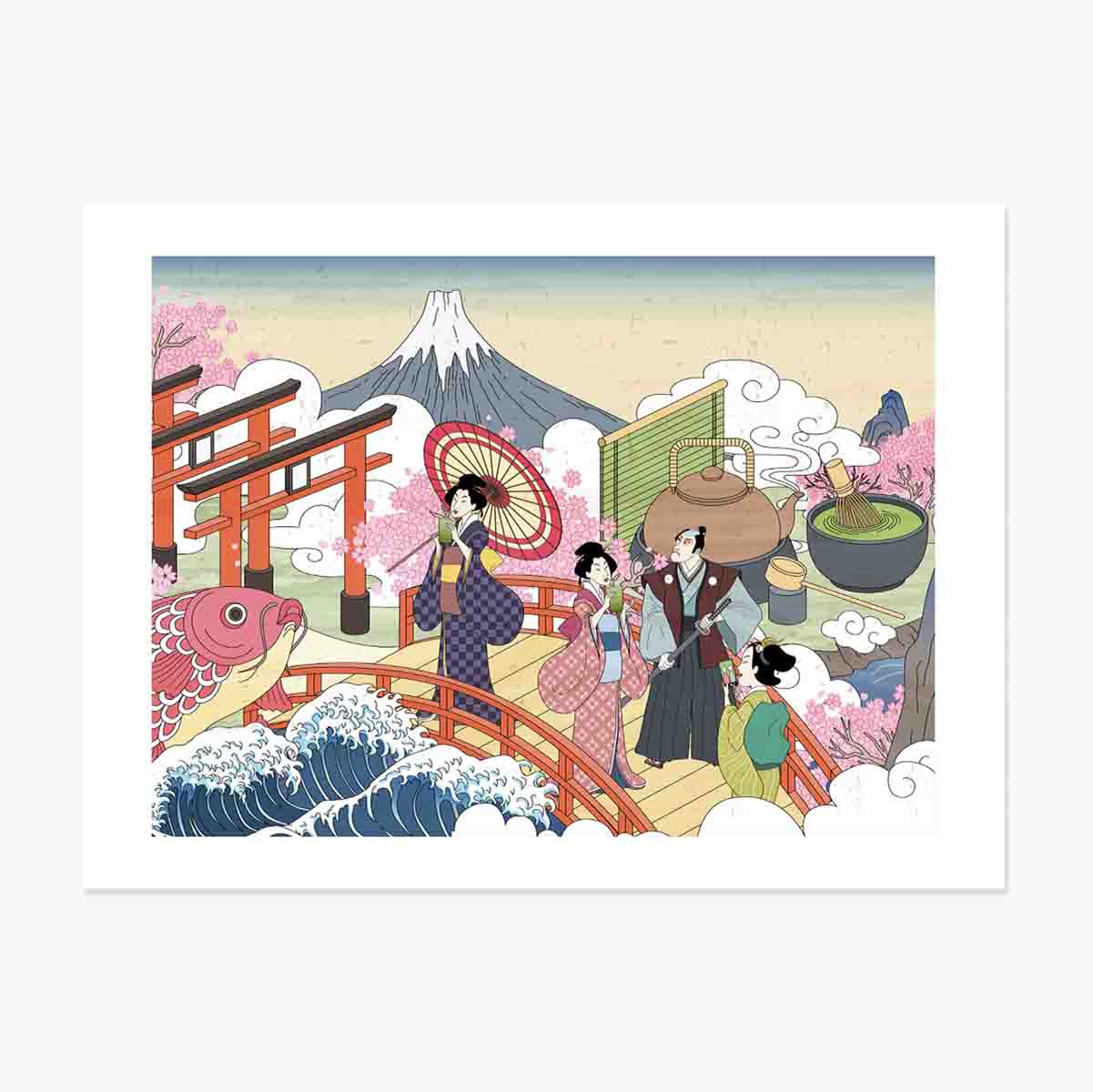 Japán retro illusztrált poszter